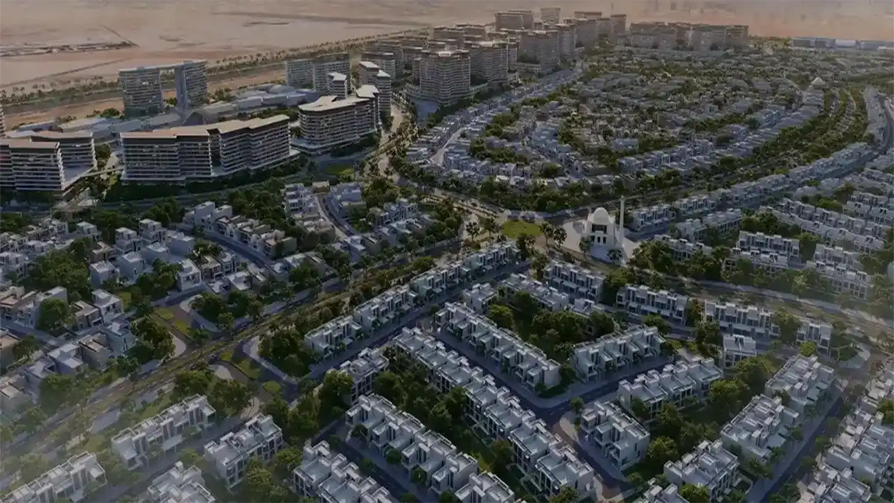 Community amenities and pool deck at Azizi Florence Dubai