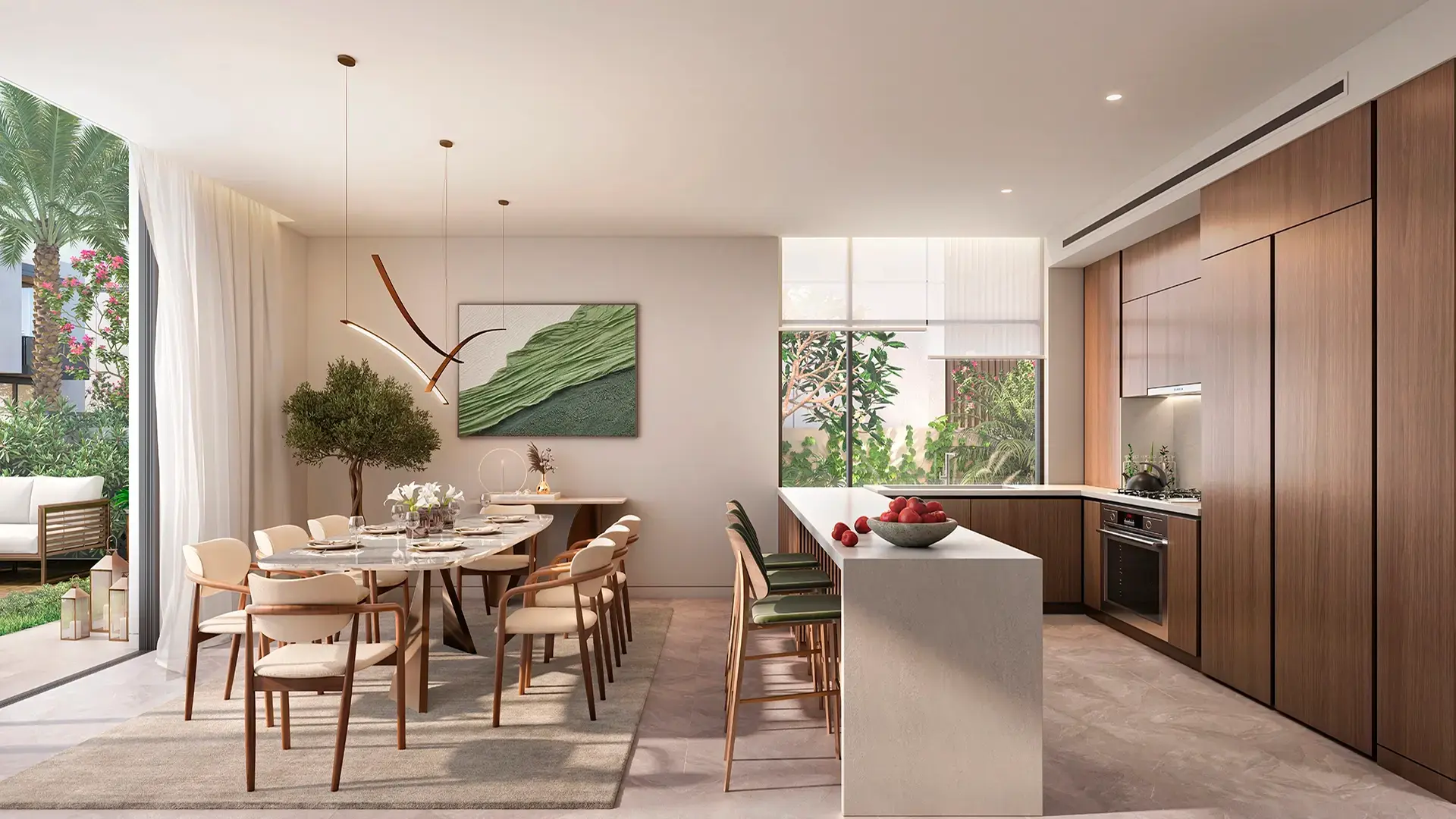 Tree-lined streets at Greenwoods by Aldar