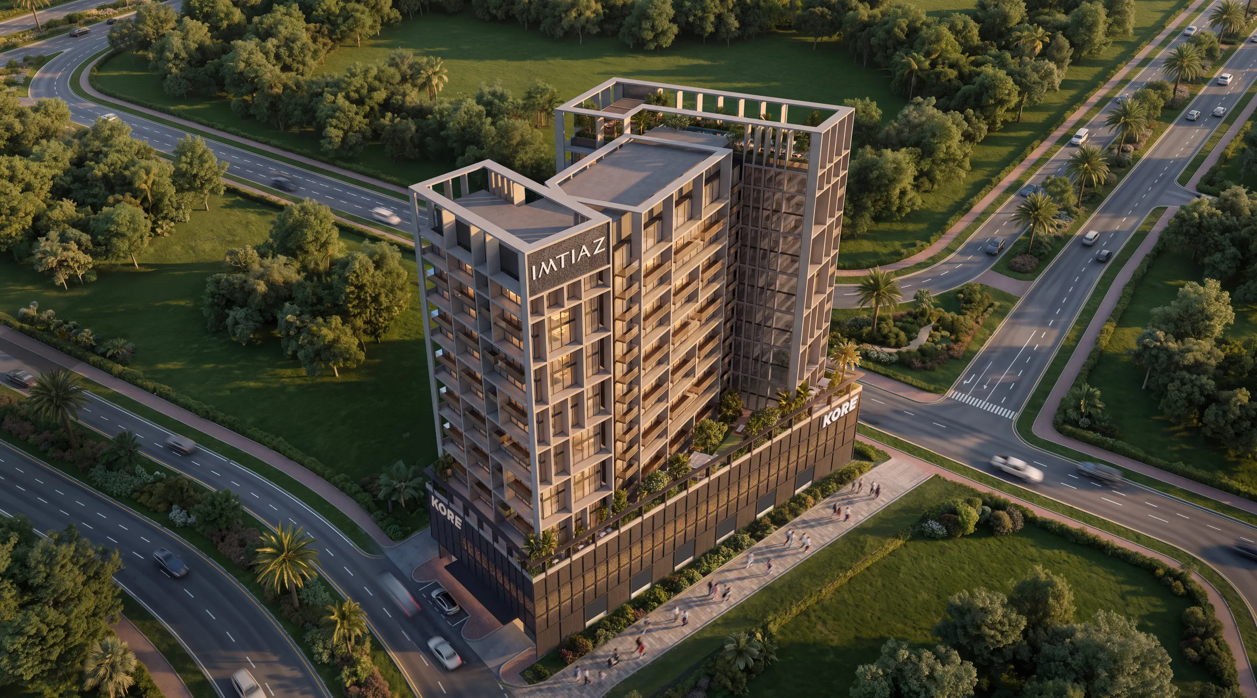 Kore by Imtiaz building exterior, Dubai Land Residence Complex