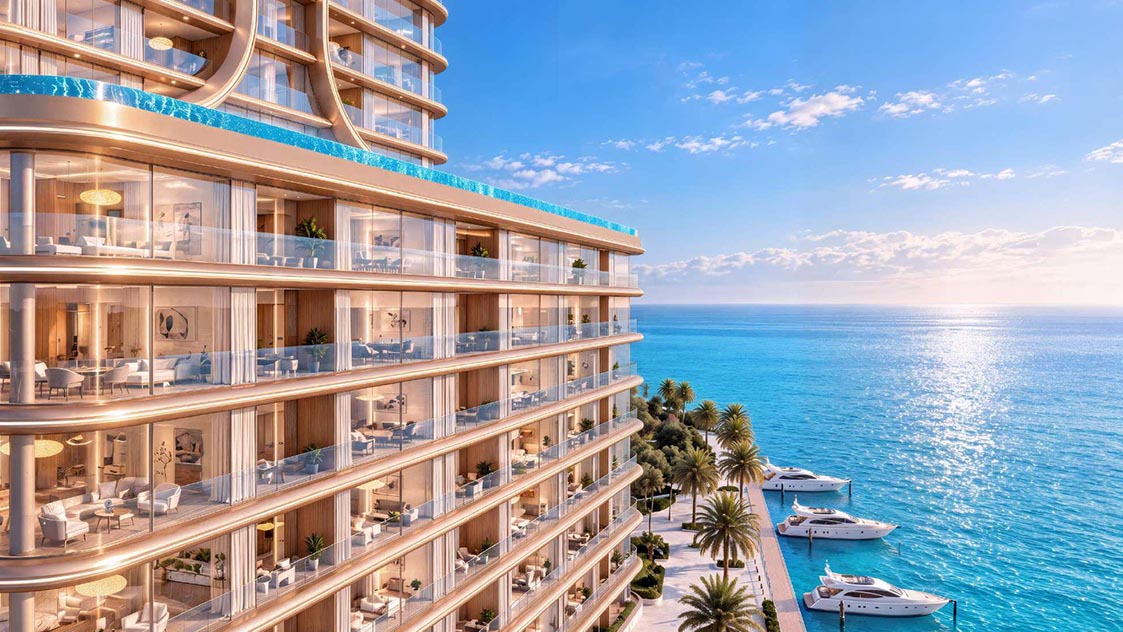 Shahrukhz Residences by Danube waterfront render in Dubai Maritime City